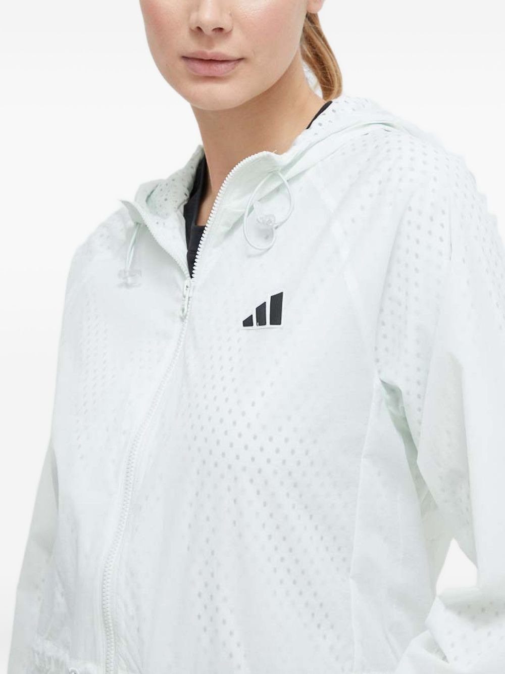 logo-appliqué perforated jacket - 3