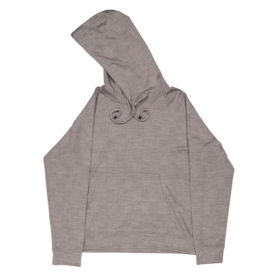 Emporio Armani Grigio Prince Of Wales Eucalyptus Wool-Blend Jersey Hoodie - 1