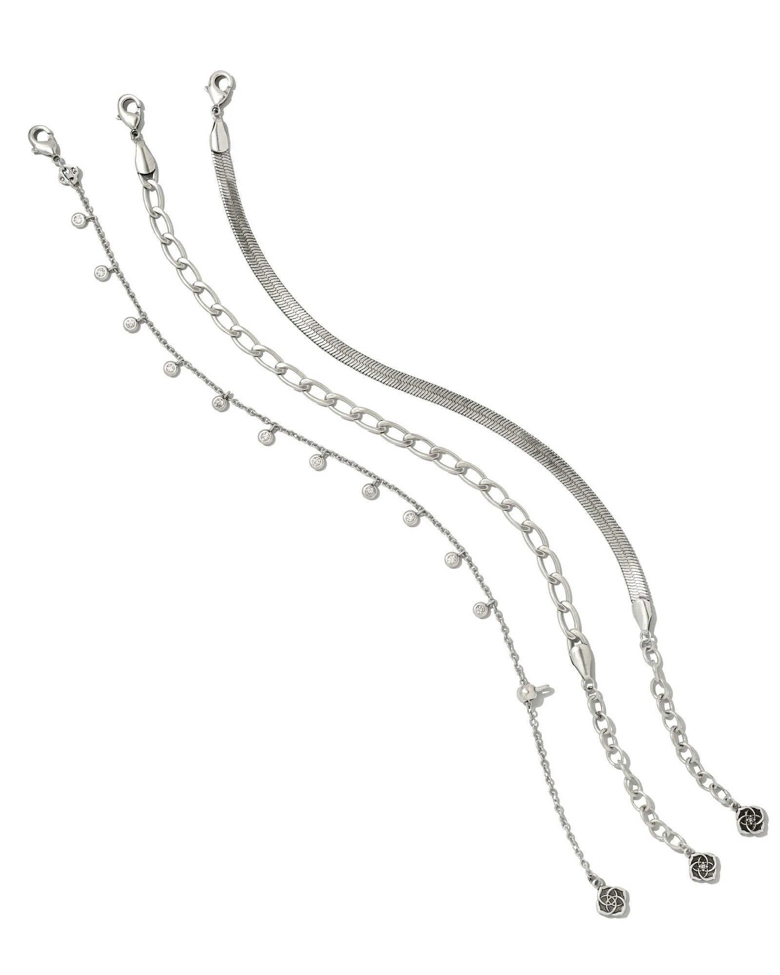 Kassie Set of 3 Chain Bracelets in Vintage Silver - 1