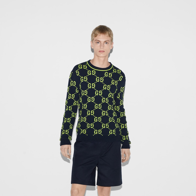 GG cotton jacquard crewneck sweater 6