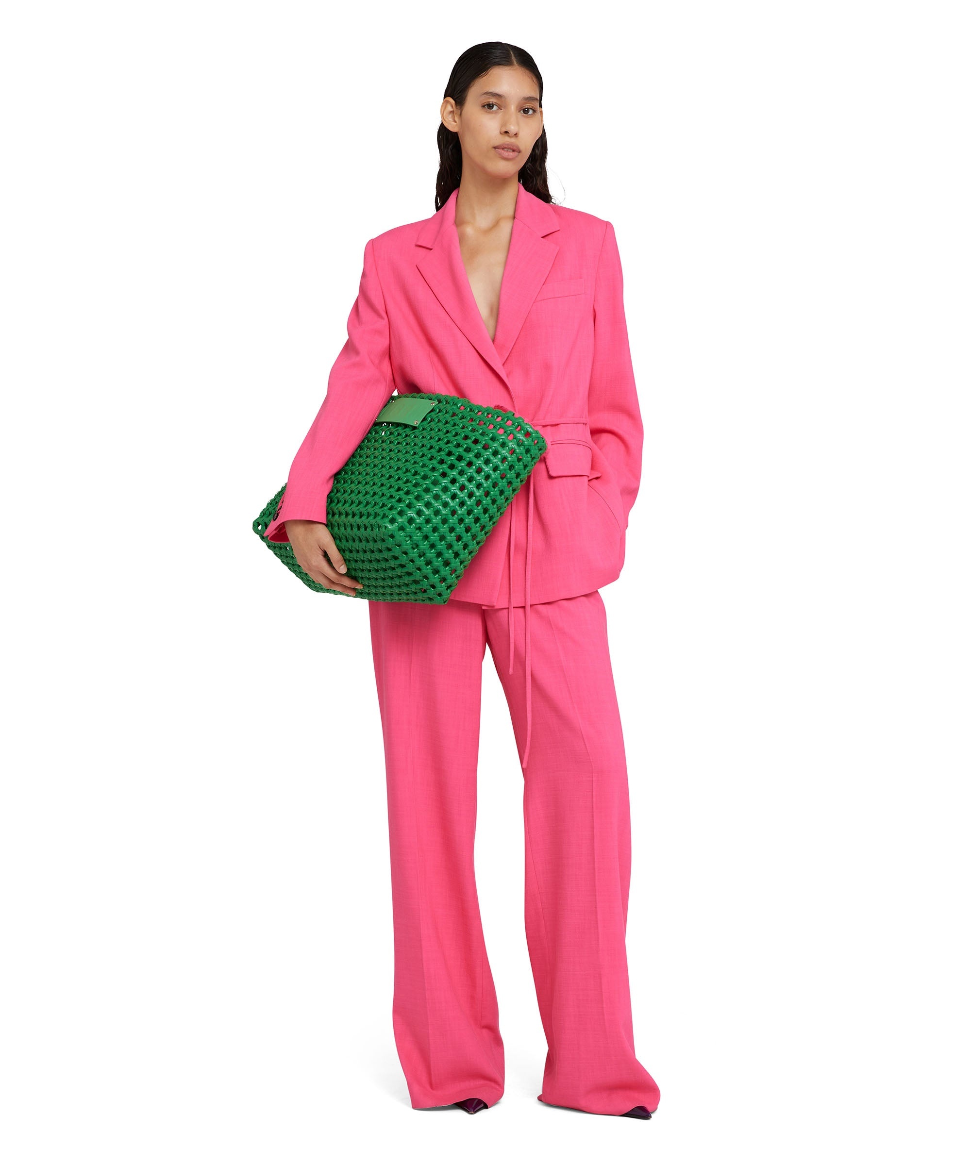 Coarse viscose tailored pants with straight legs - 4