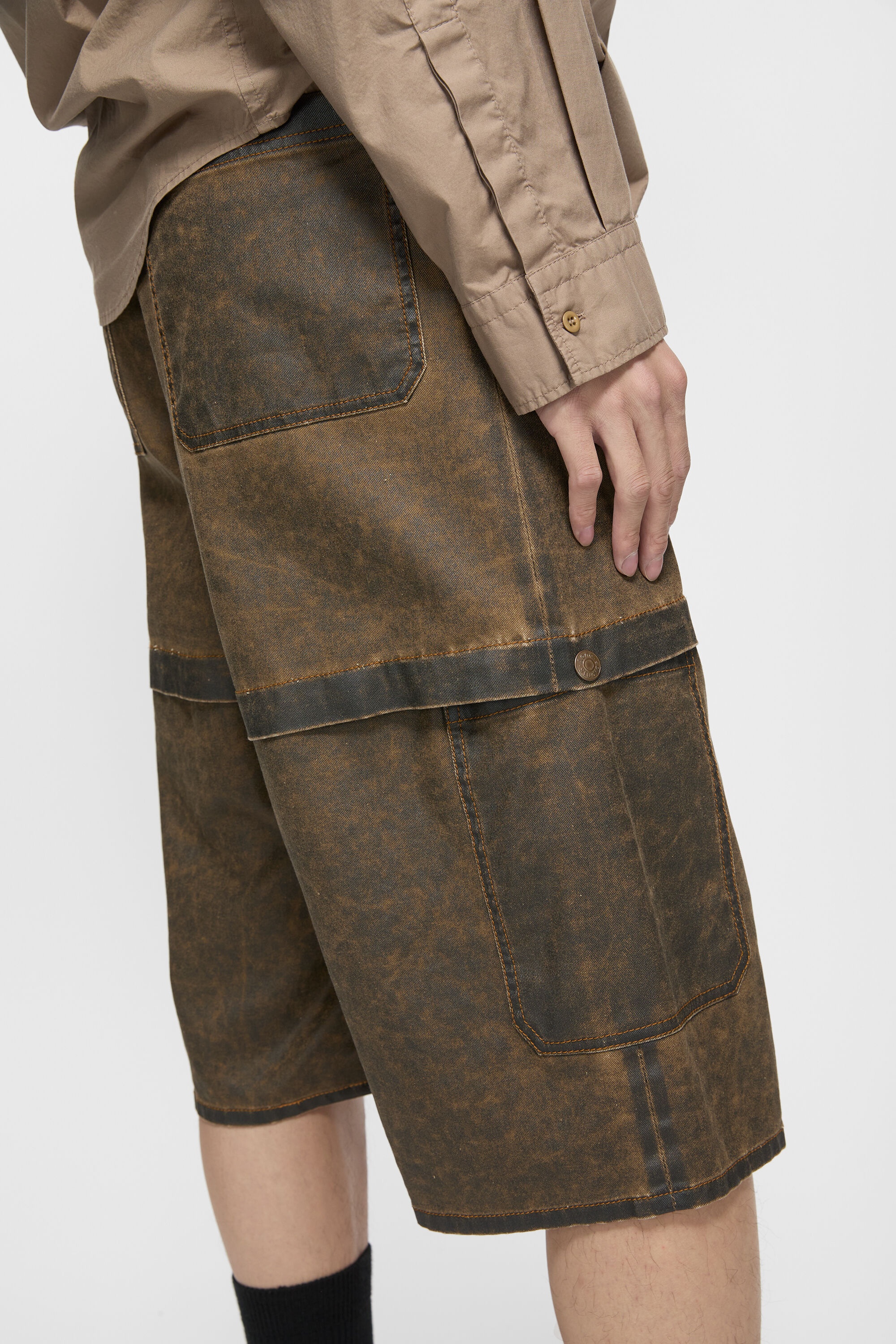 Shorts coated cotton - Brown - 5