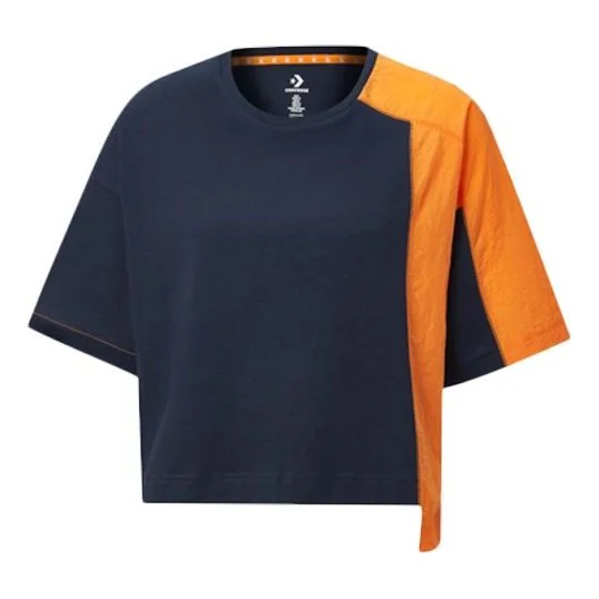 (WMNS) Converse Capsule Series Splicing Contrasting Colors Round Neck Short Sleeve Blue 10020990-467 - 1