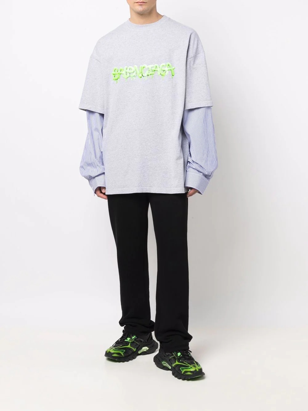 slime logo layered sleeve T-shirt - 2