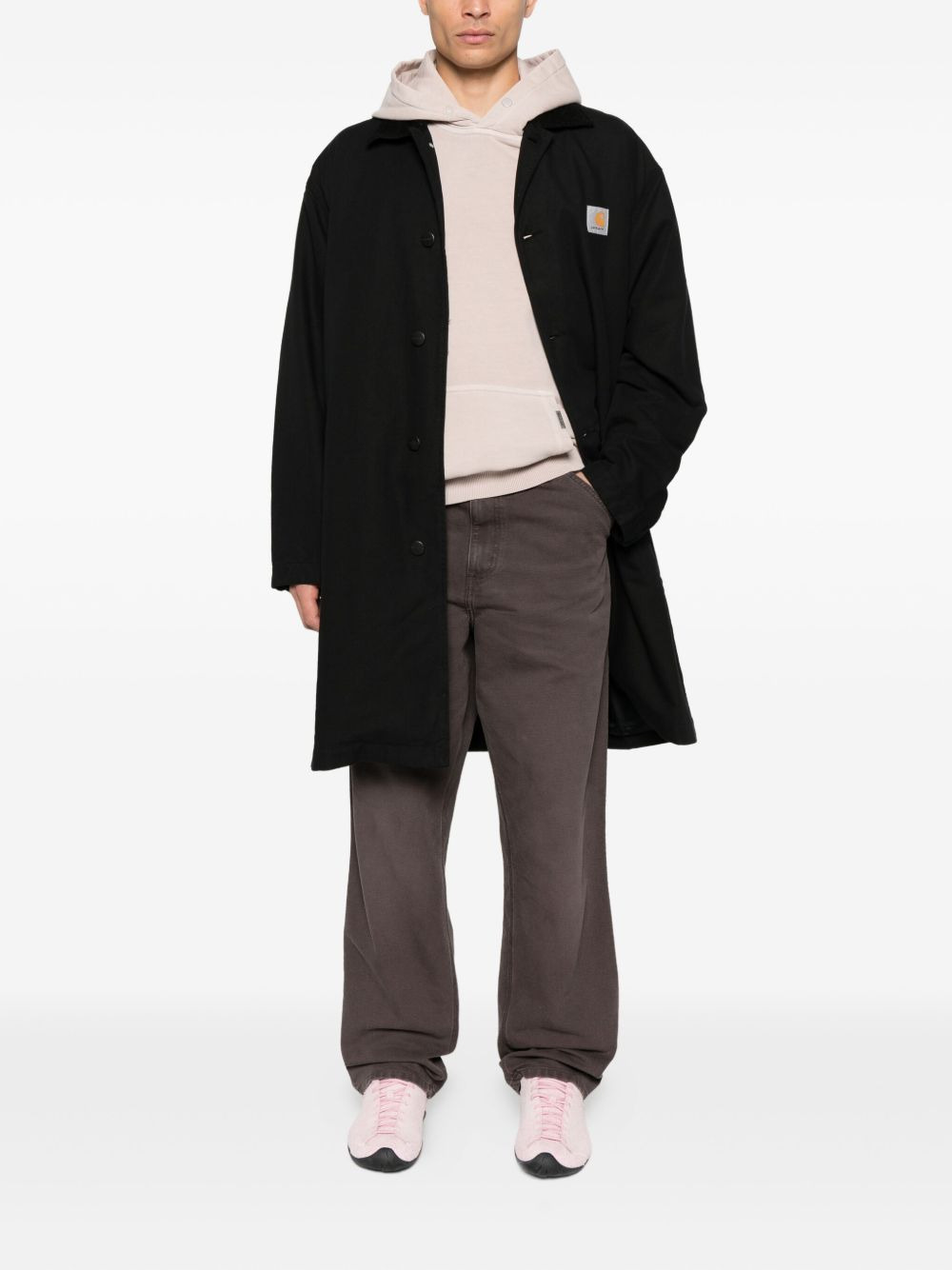 Webster button-fastening logo-patch coat - 2