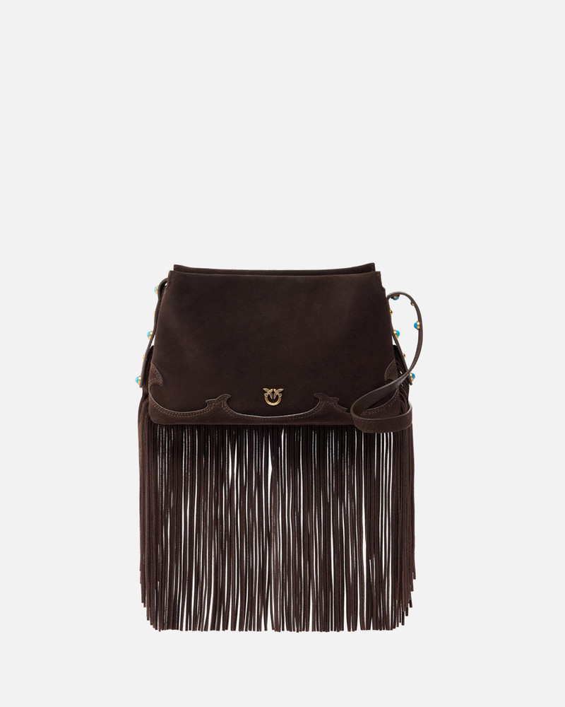 ONE, TWO, THREE BAG SMALL CROSSBODY BAG IN SUEDE WITH FRINGES 1