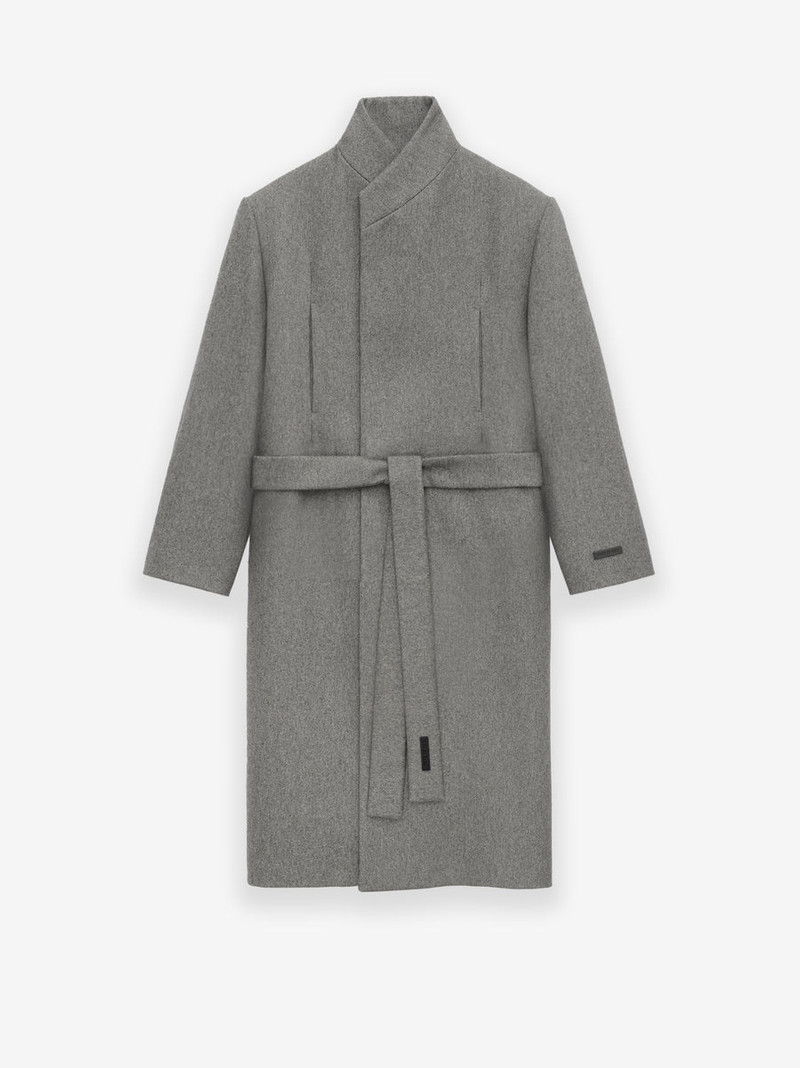 Melange Wool Stand Collar Overcoat 1