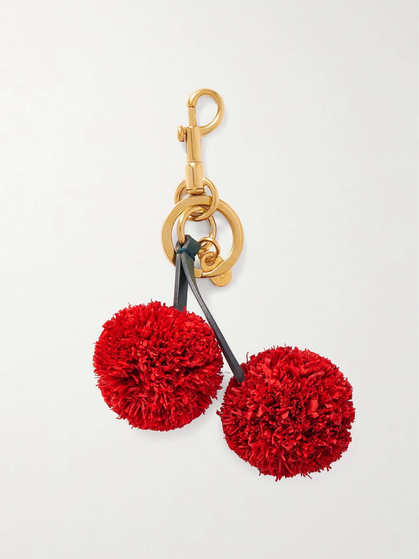 Cherries raffia, leather and gold-tone charm Red - 3
