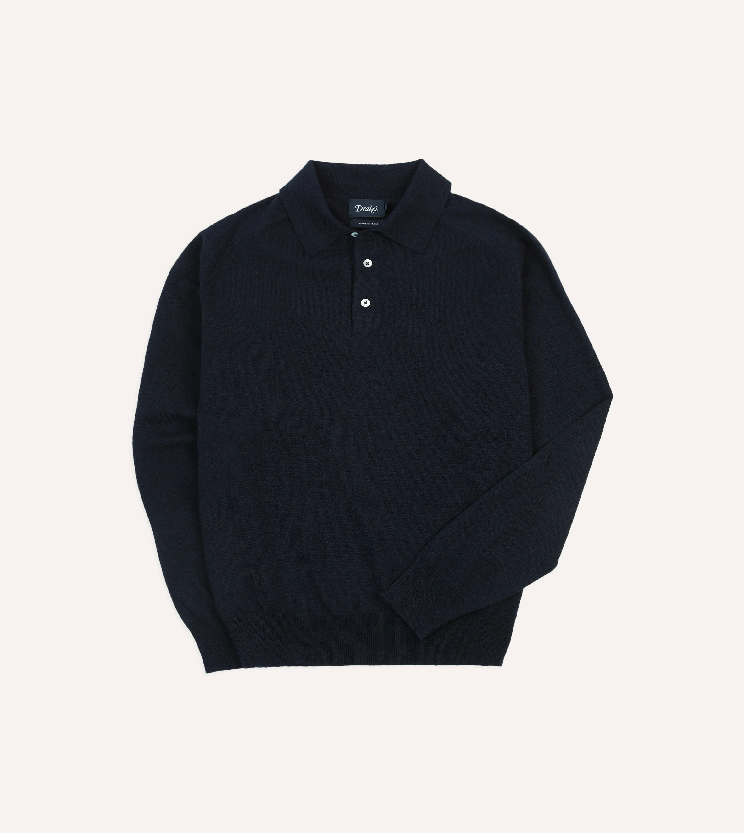 Navy Alpaca Wool Knitted Polo - 1