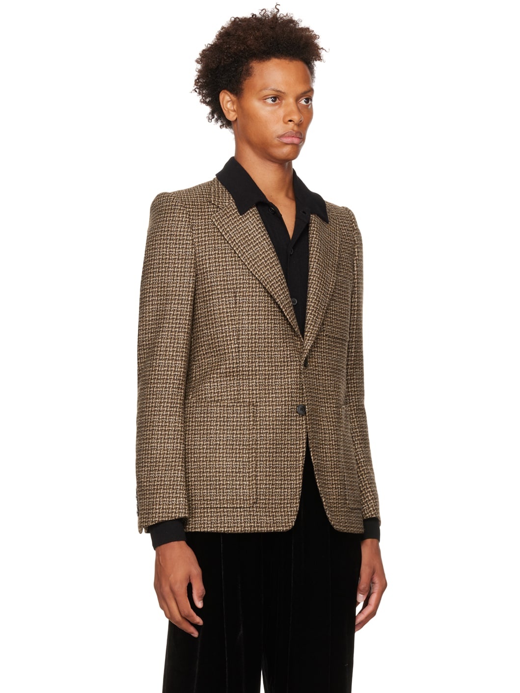 Brown Houndstooth Blazer - 2