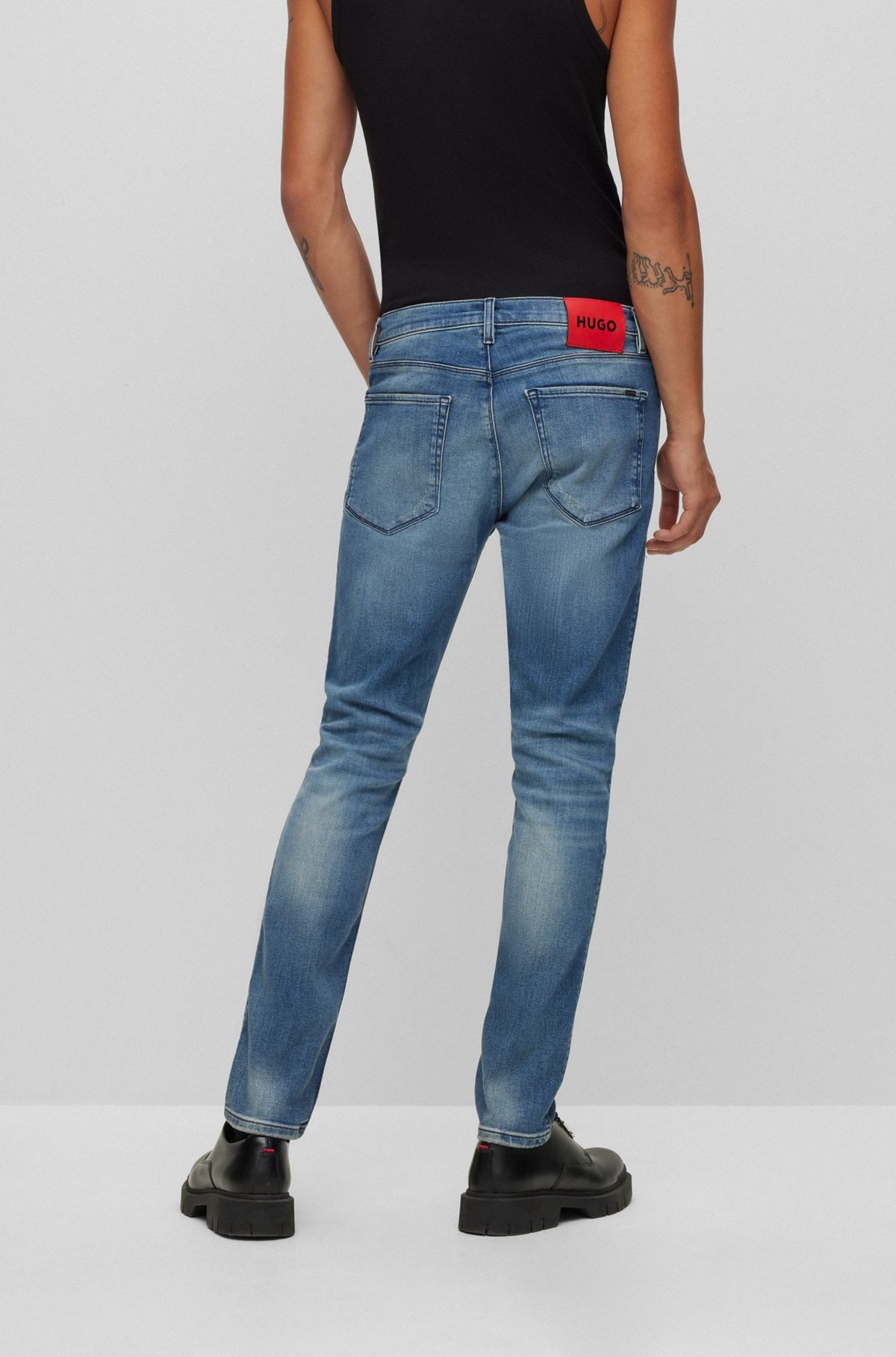 EXTRA-SLIM-FIT JEANS IN BLUE COMFORT-STRETCH DENIM - 4