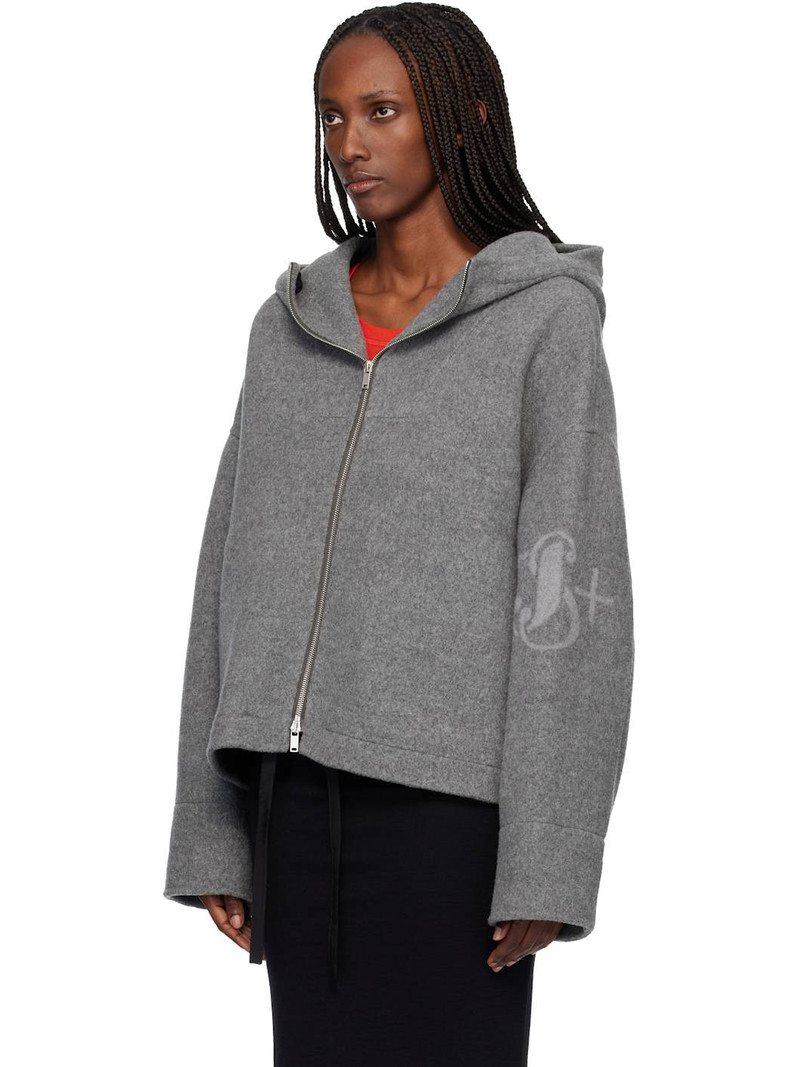 Jil Sander Gray Double Splittable Washed Felted Jacket outlook