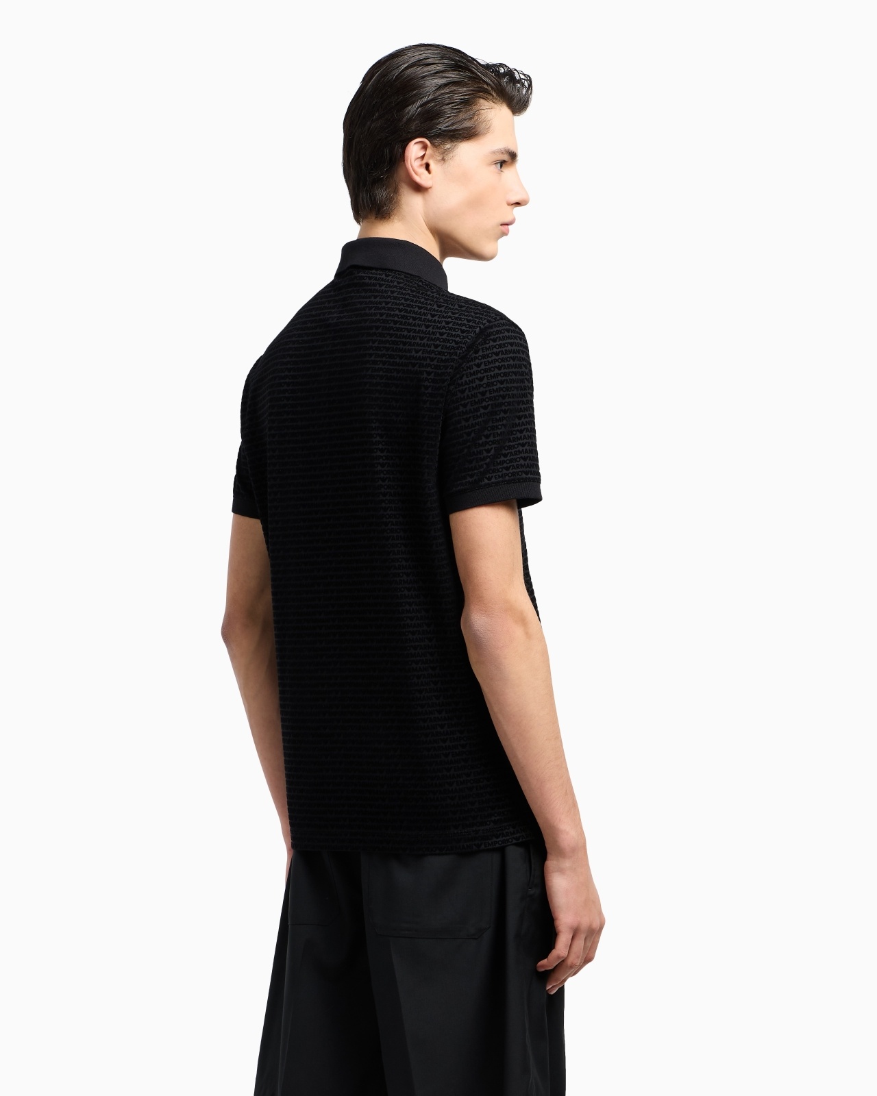 ASV LYOCELL-BLEND JERSEY POLO SHIRT WITH FLOCKED LETTERING ALL OVER - 3