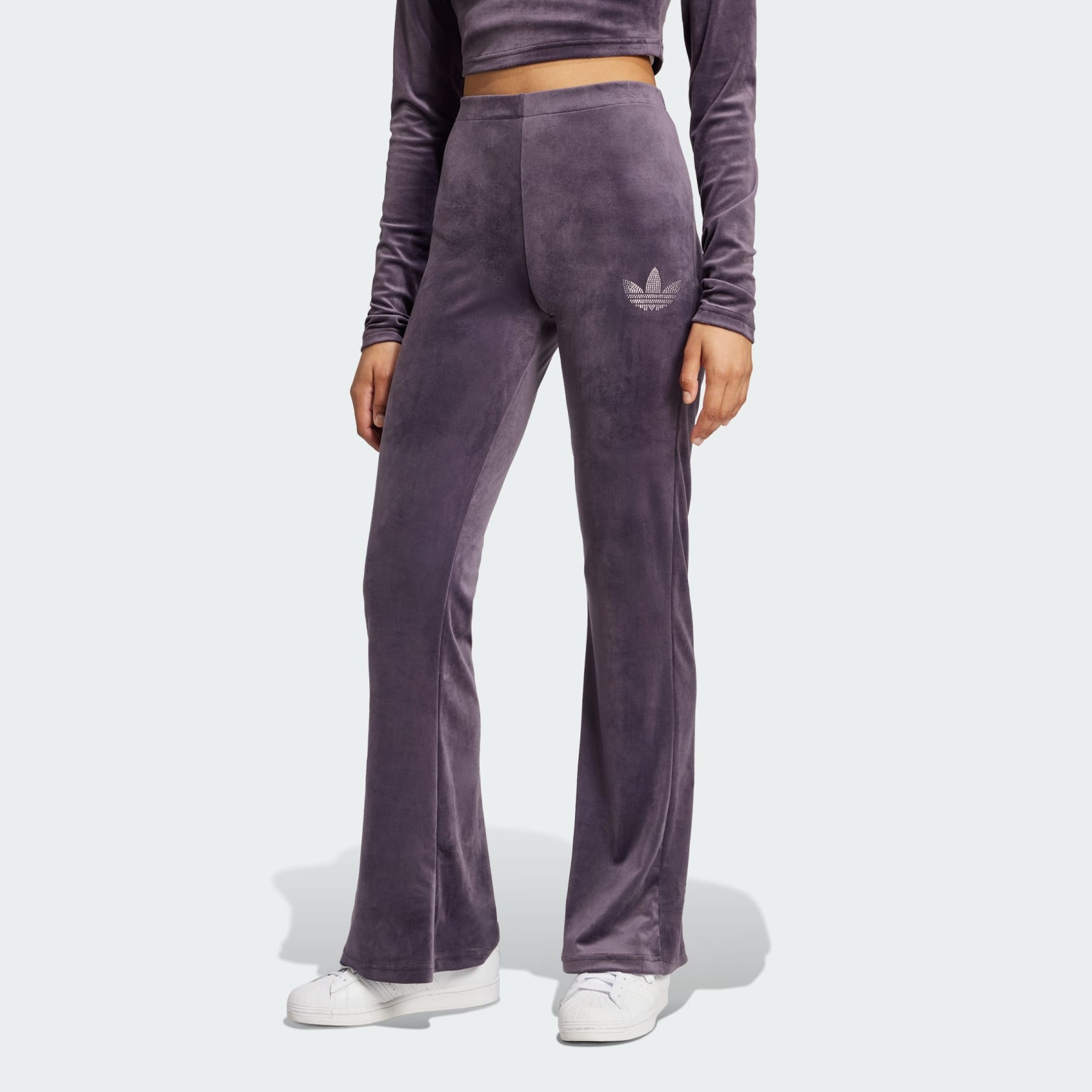 Velvet Pants With Rhinestone Trefoil - 2