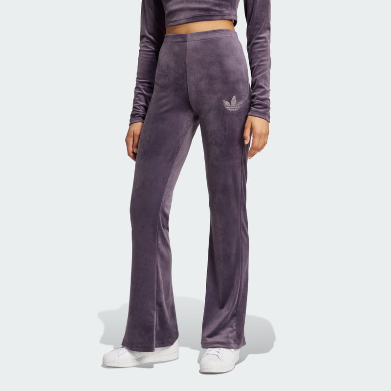 adidas Velvet Pants With Rhinestone Trefoil outlook