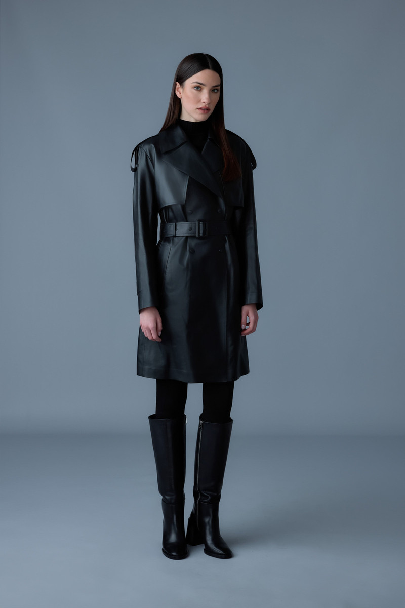 MACKAGE MEDORA Luster leather three-quarter coat outlook