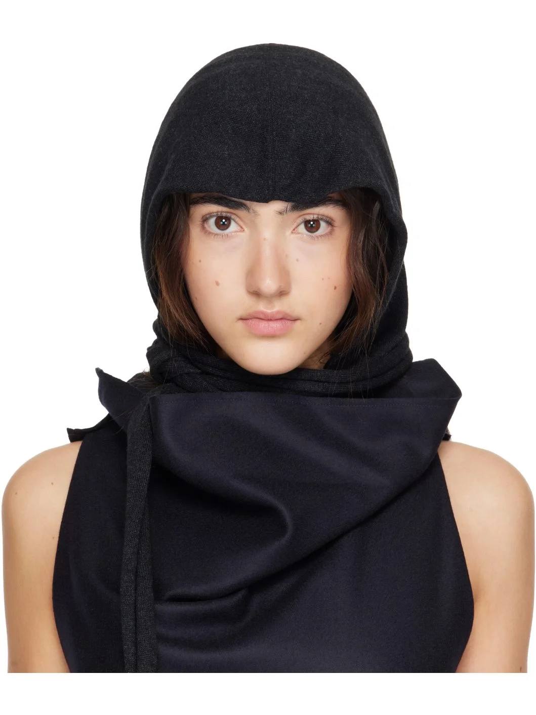 Black Silk Cashmere Balaclava Cap - 1