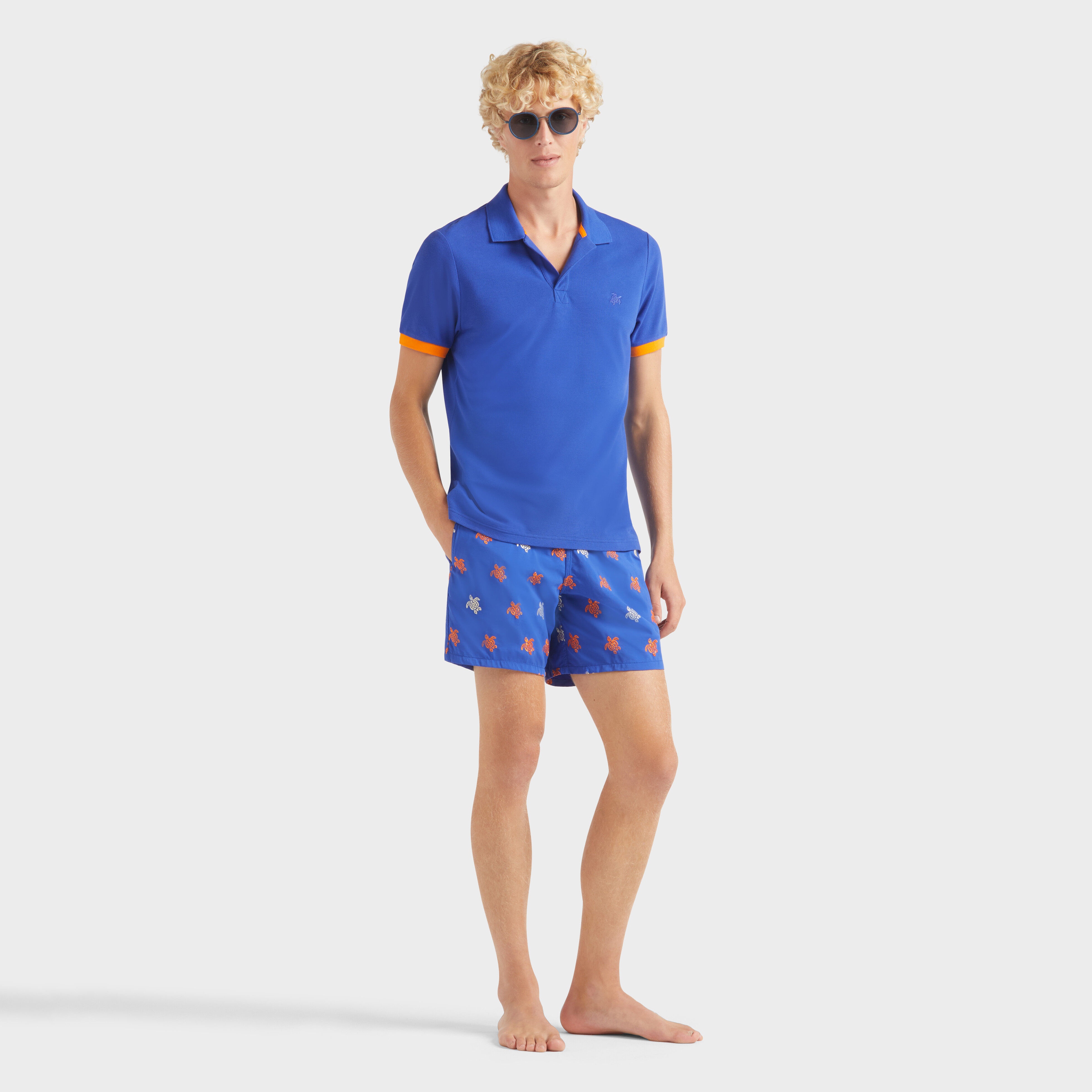 Men Swim Trunks Embroidered Micro Ronde des Tortues Diagonale - Limited Edition - 5