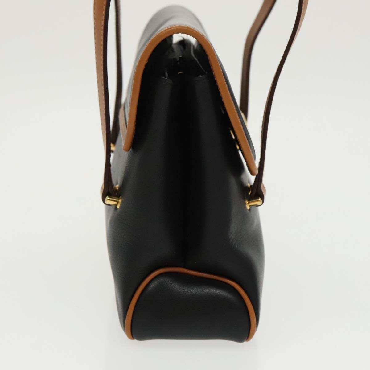 CELINE Hand Bag Leather Black Gold - 4