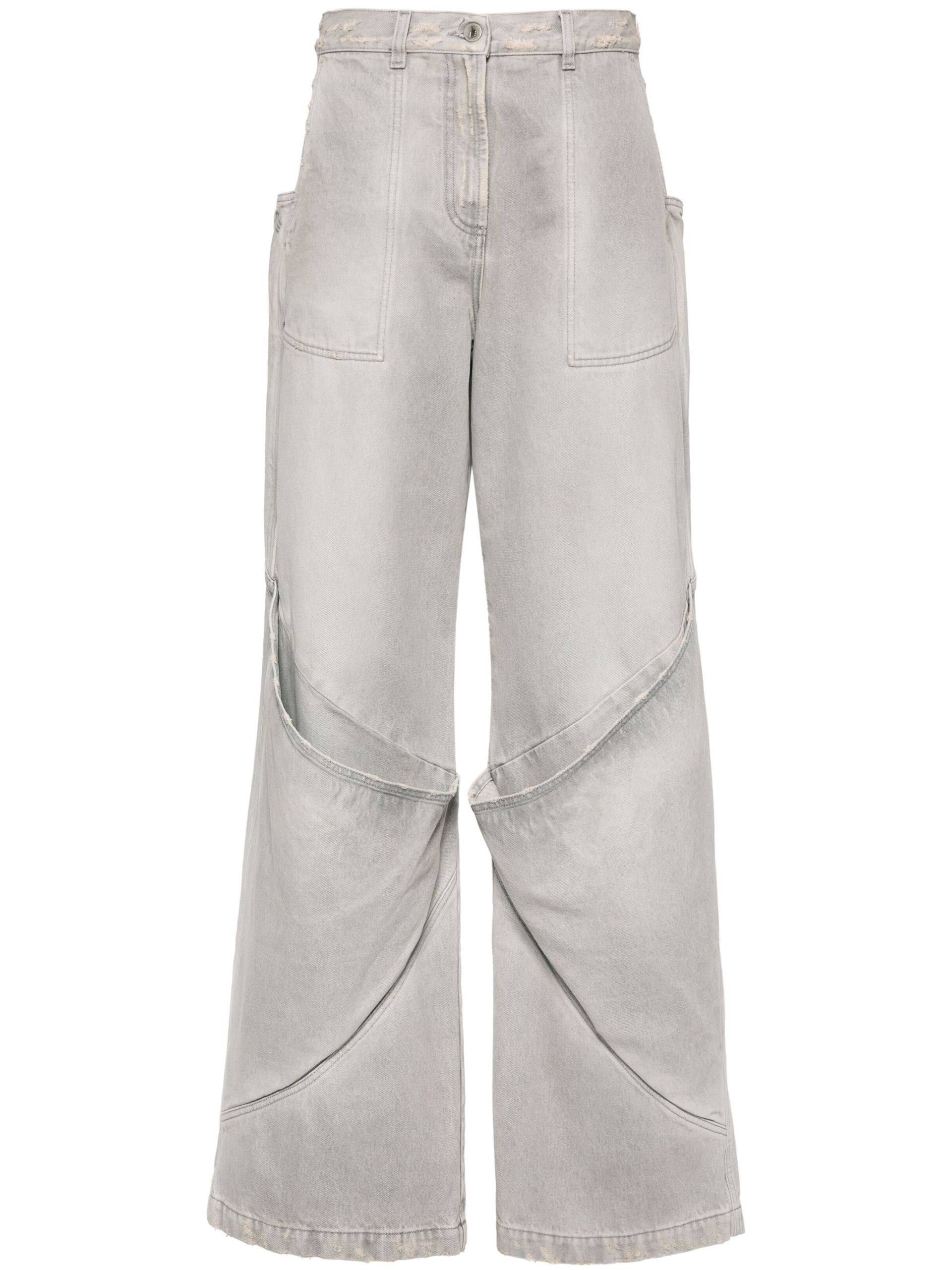 grey mid-rise wide-leg jeans - 1