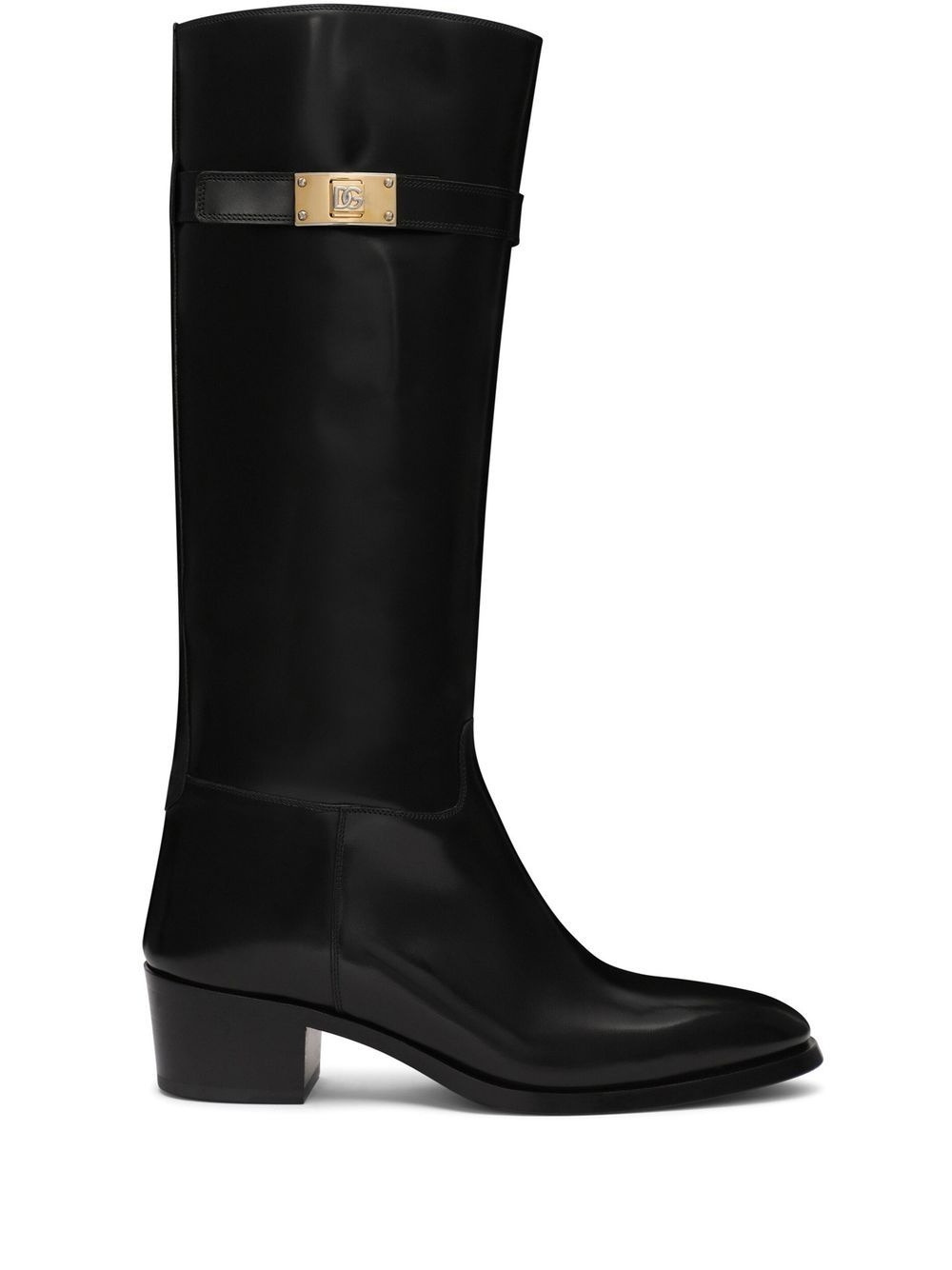 logo-buckle mid-calf boots - 1