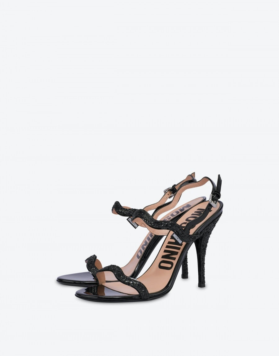 RIC RAC HIGH-HEELED GLITTER SANDALS - 1