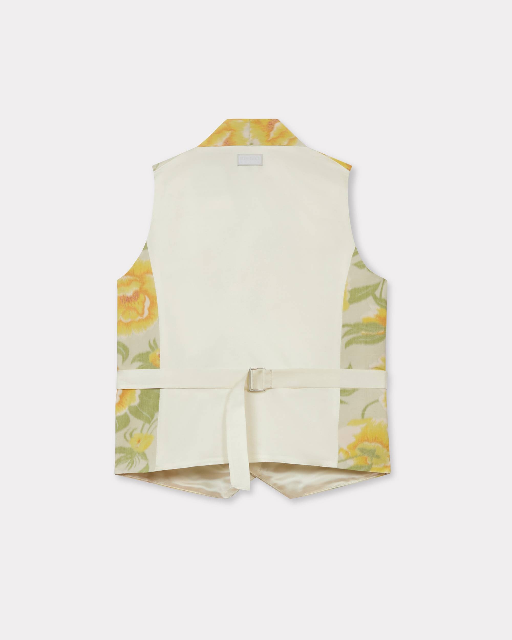 'KENZO Peonies' kimono waistcoat in cotton linen and satin solid - 2