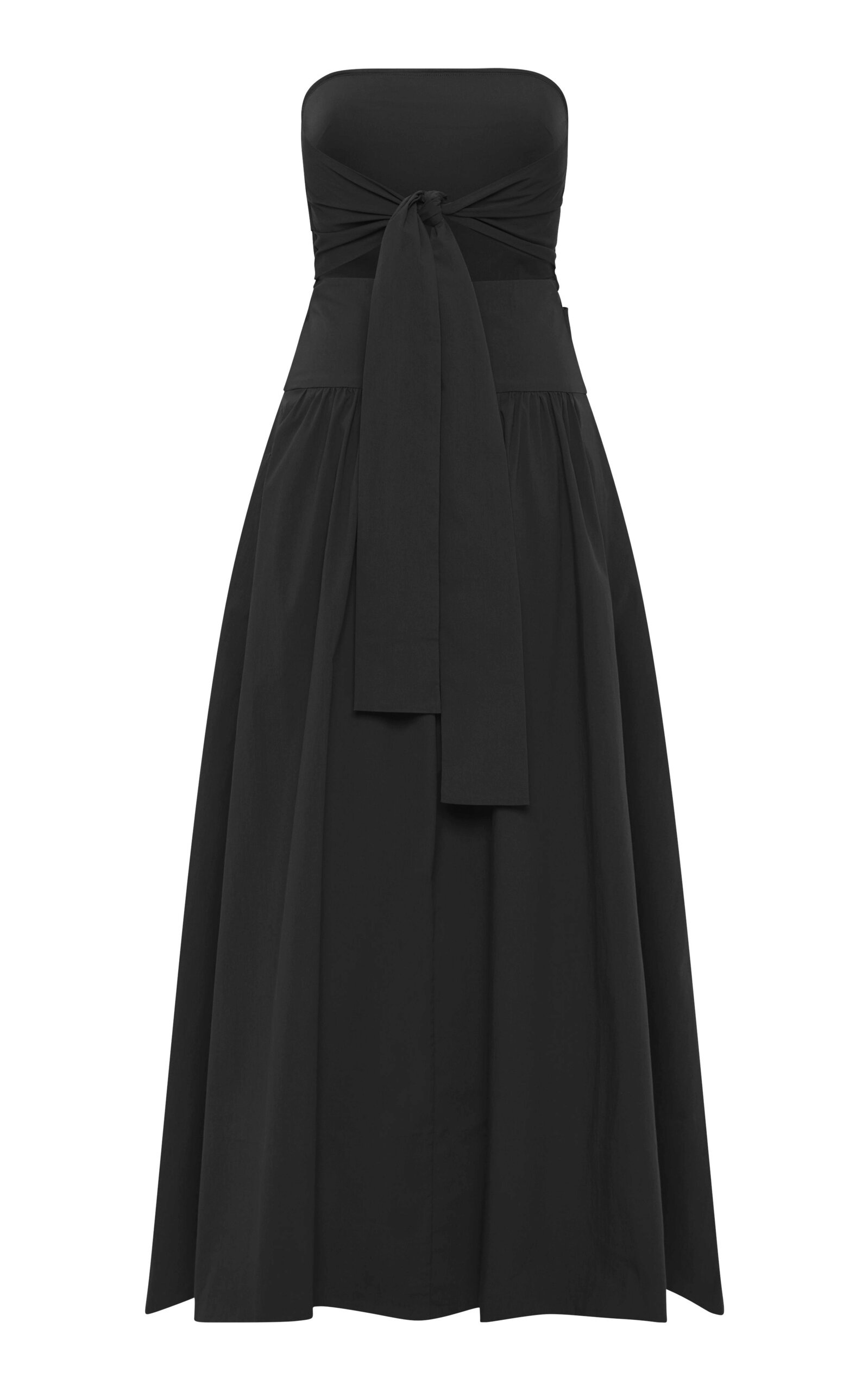 Gathered Cotton-Nylon Maxi Dress black - 5