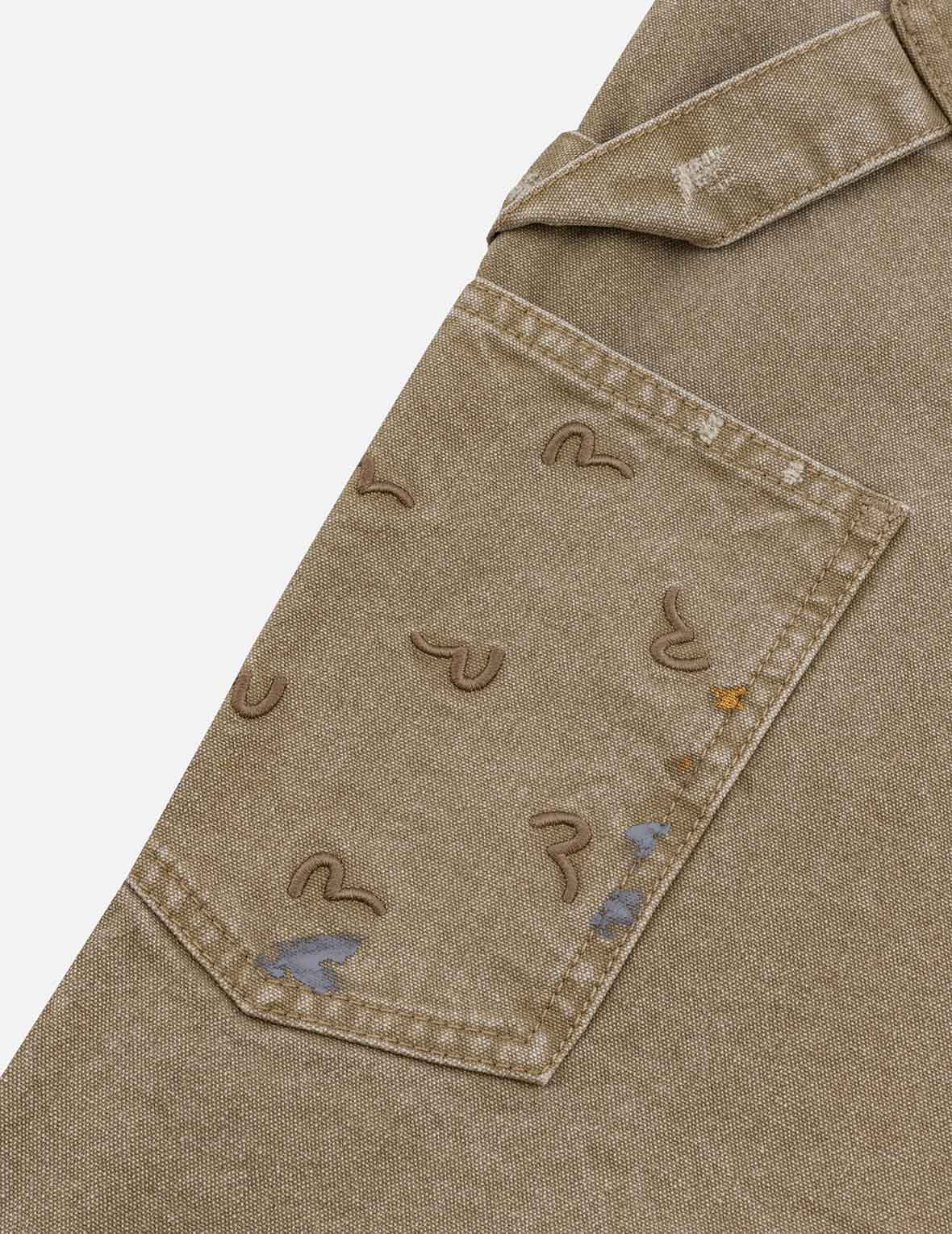 SEAGULL EMBROIDERY AND LOGO PRINT RELAX FIT WASHED PANTS - 10