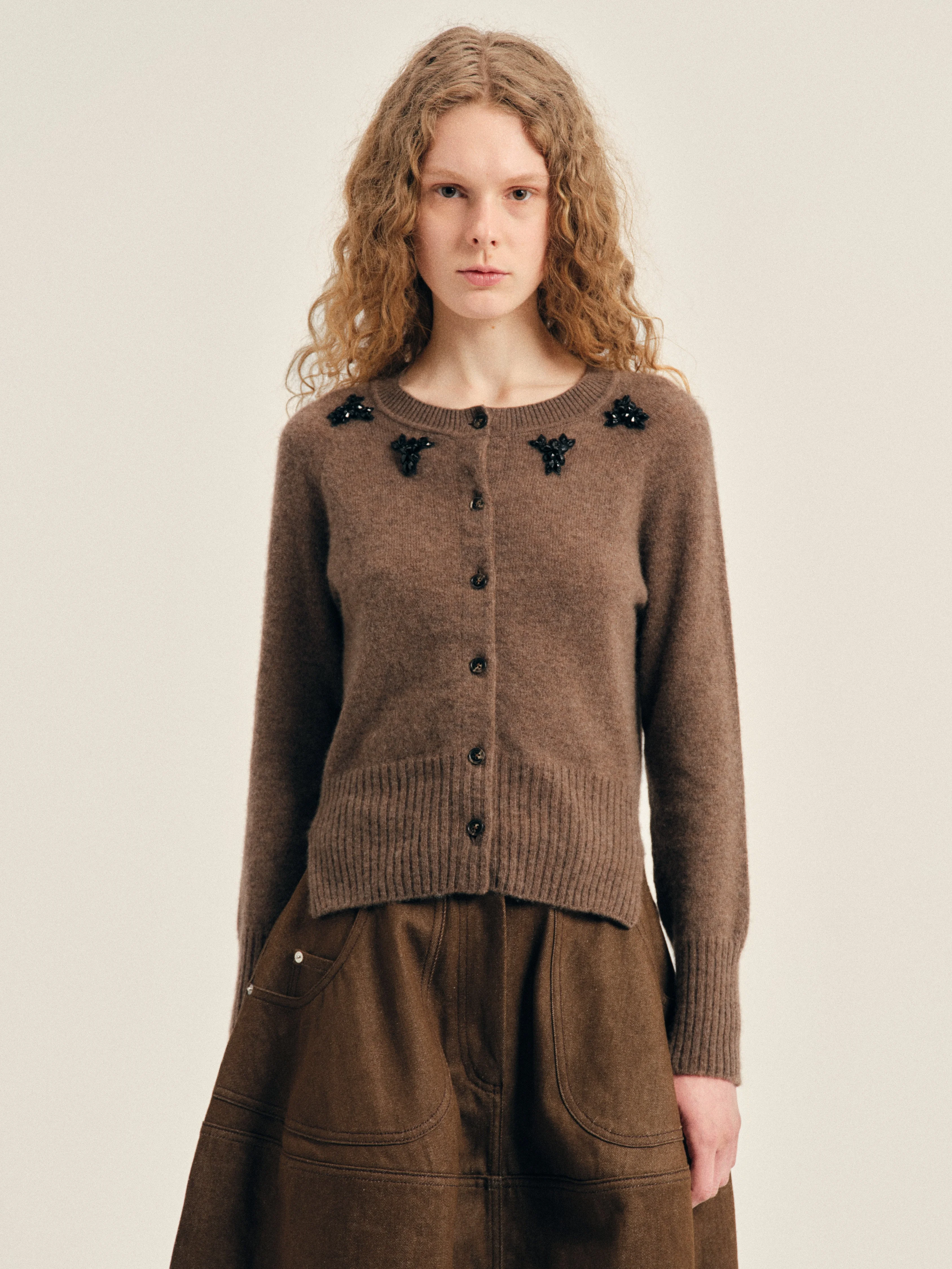 Embellished Relaxed Cashmere Cardigan - 1
