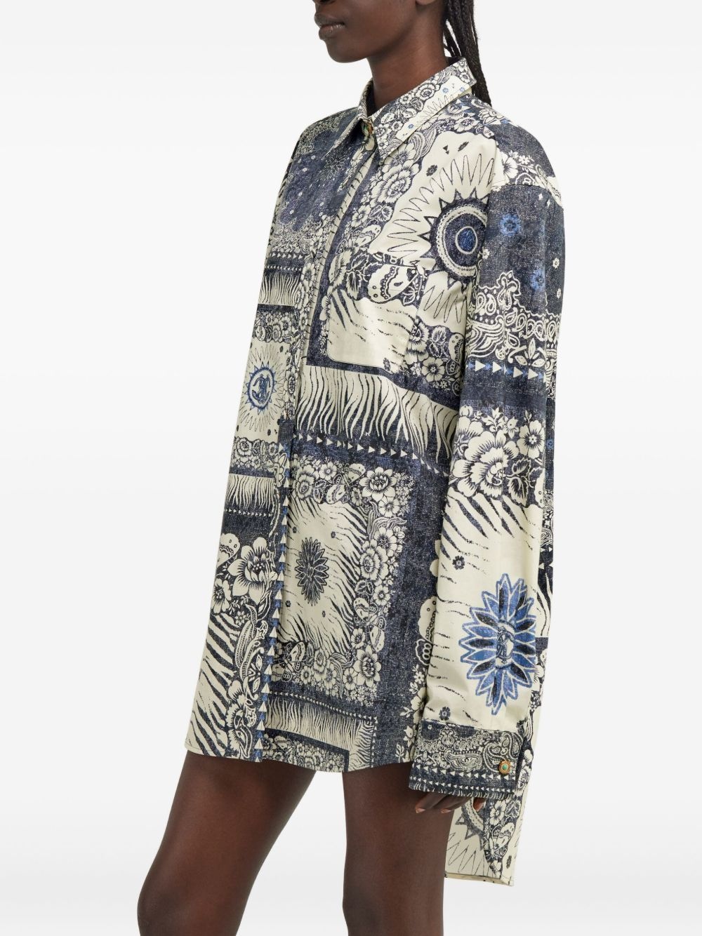 bandana-print shirt dress - 4