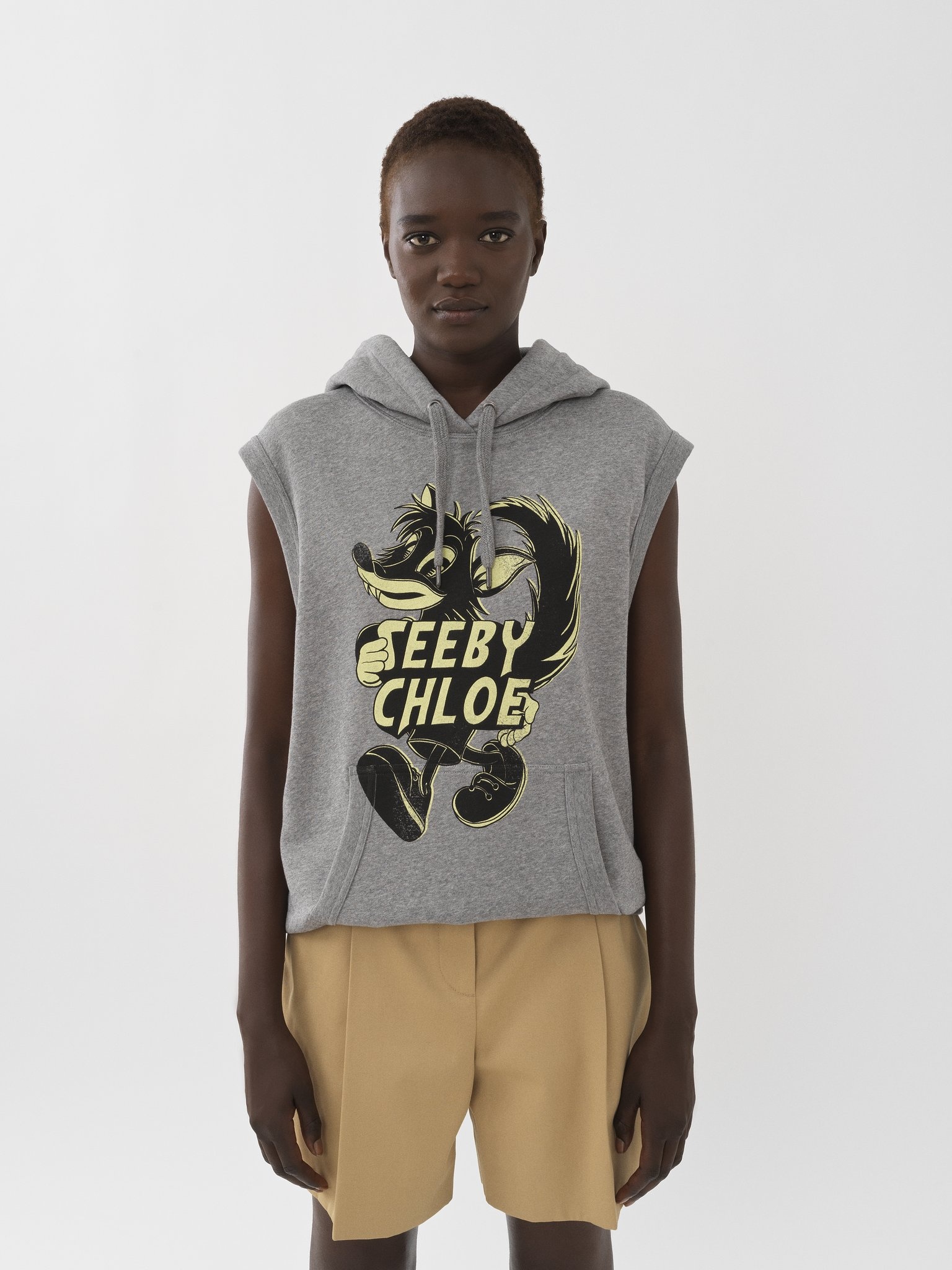 SLEEVELESS HOODED SWEATER - 2