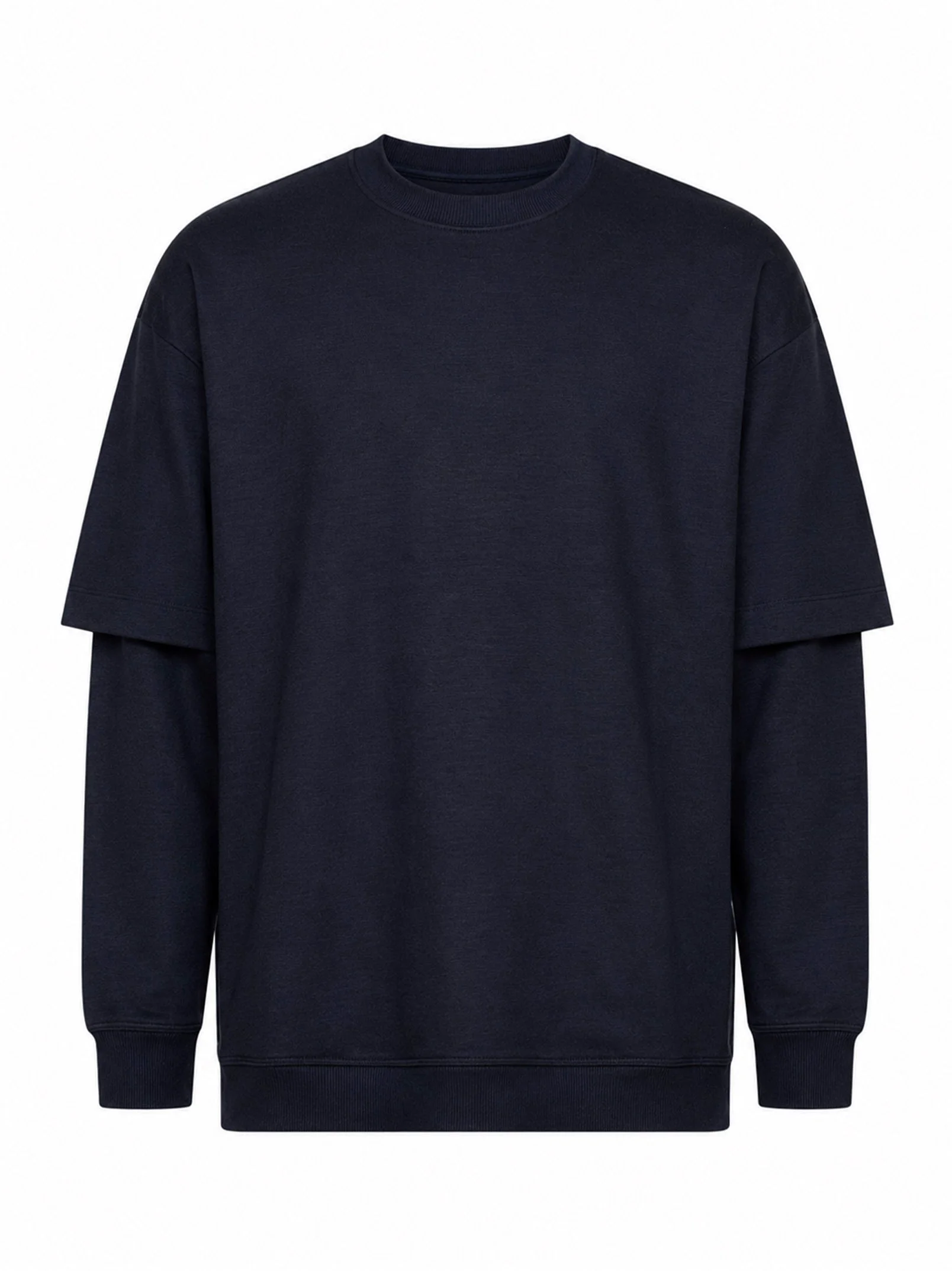 Blue wool layered design sweater - 1