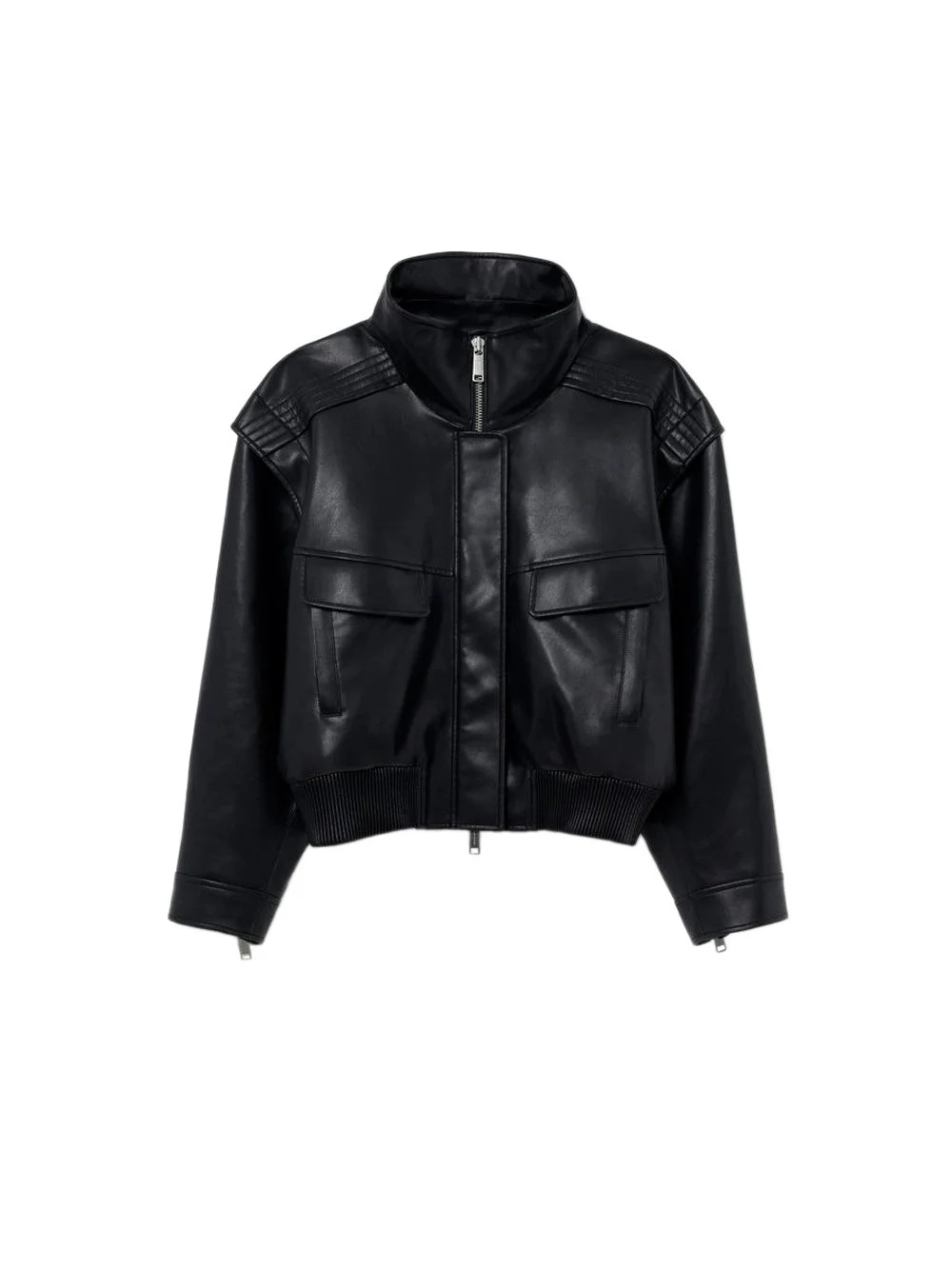 Self-Portrait Women Faux Leather Bomber Jacket - 1