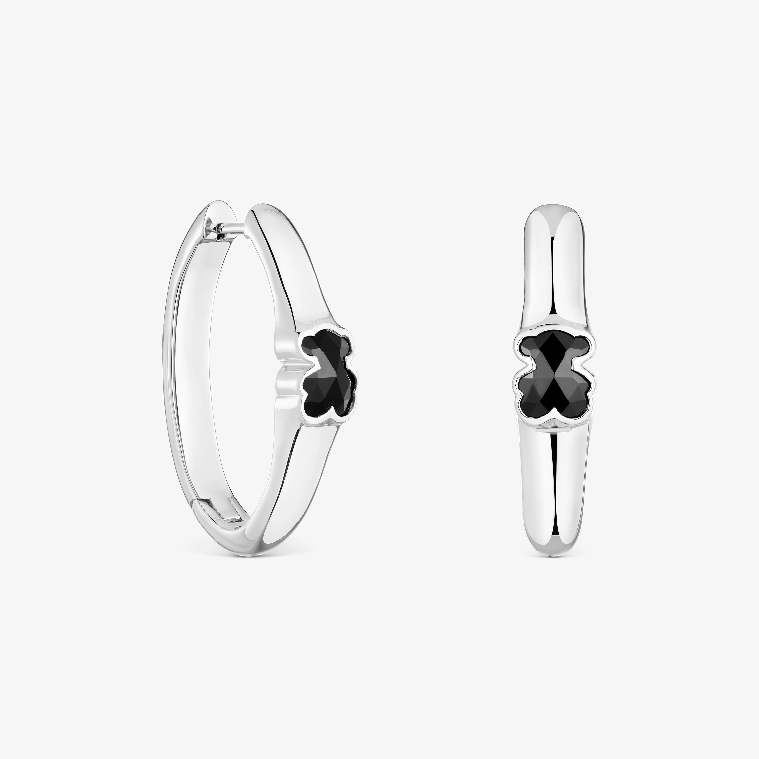 26 mm silver Hoop earrings with onyx bear motif TOUS Icon Color - 1