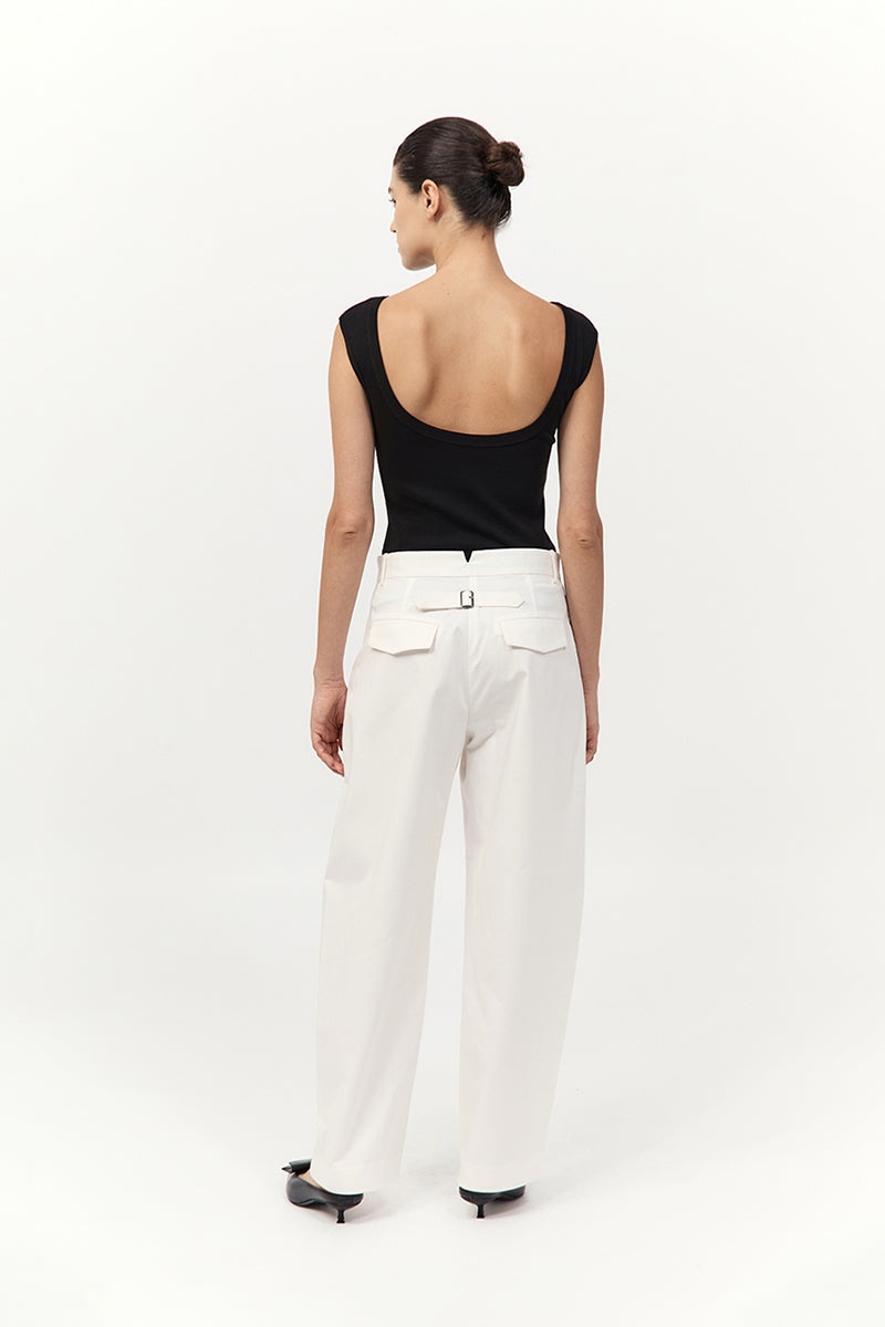 Cotton Barrel Leg Pants - Milk - 4