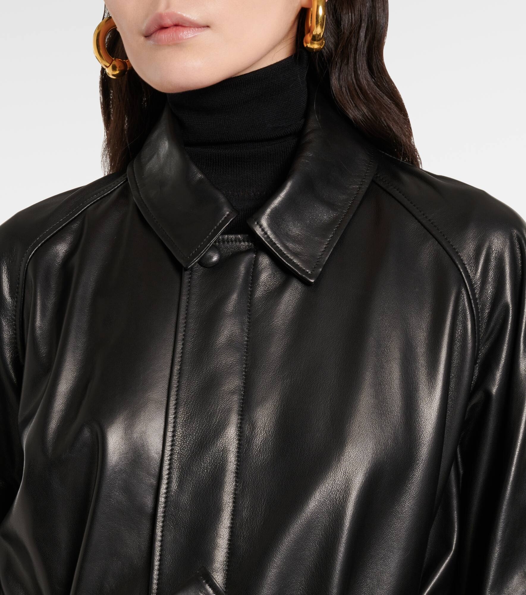 Isolde belted leather coat - 4