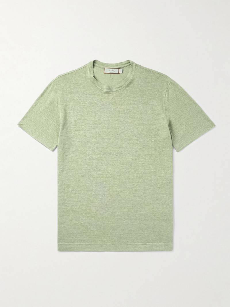 Slim-Fit Linen T-Shirt Green 1