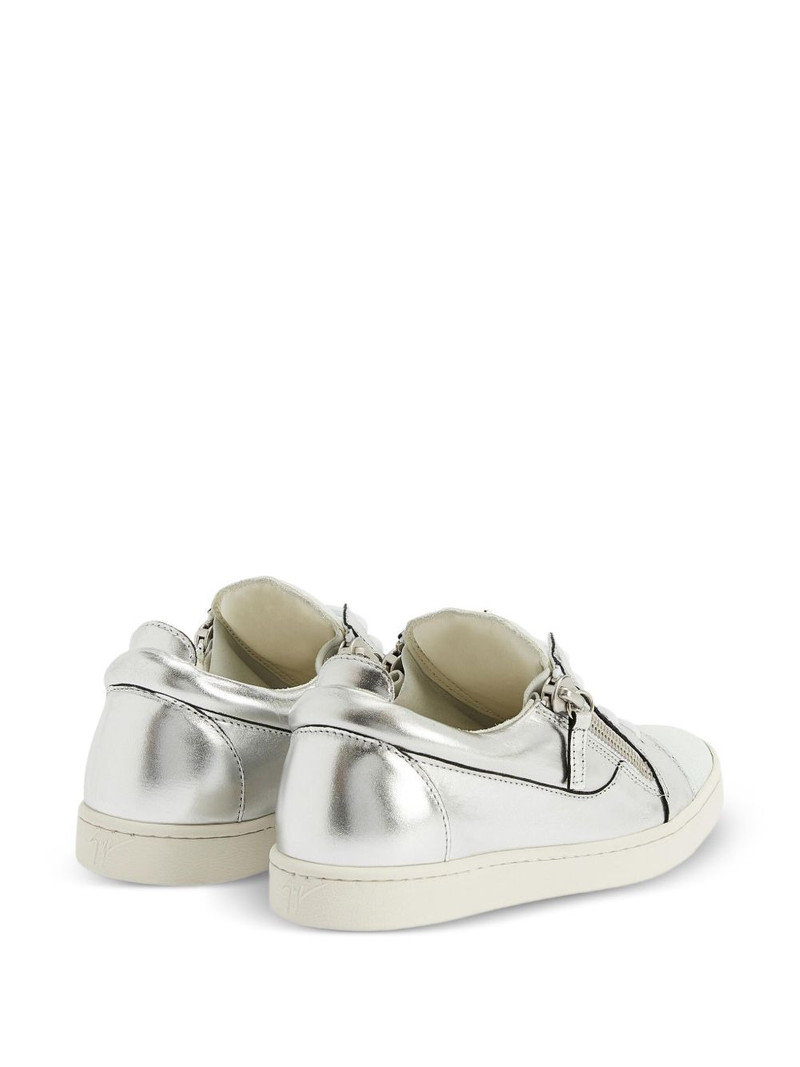 Nicki metallic leather zip-detail sneakers 3