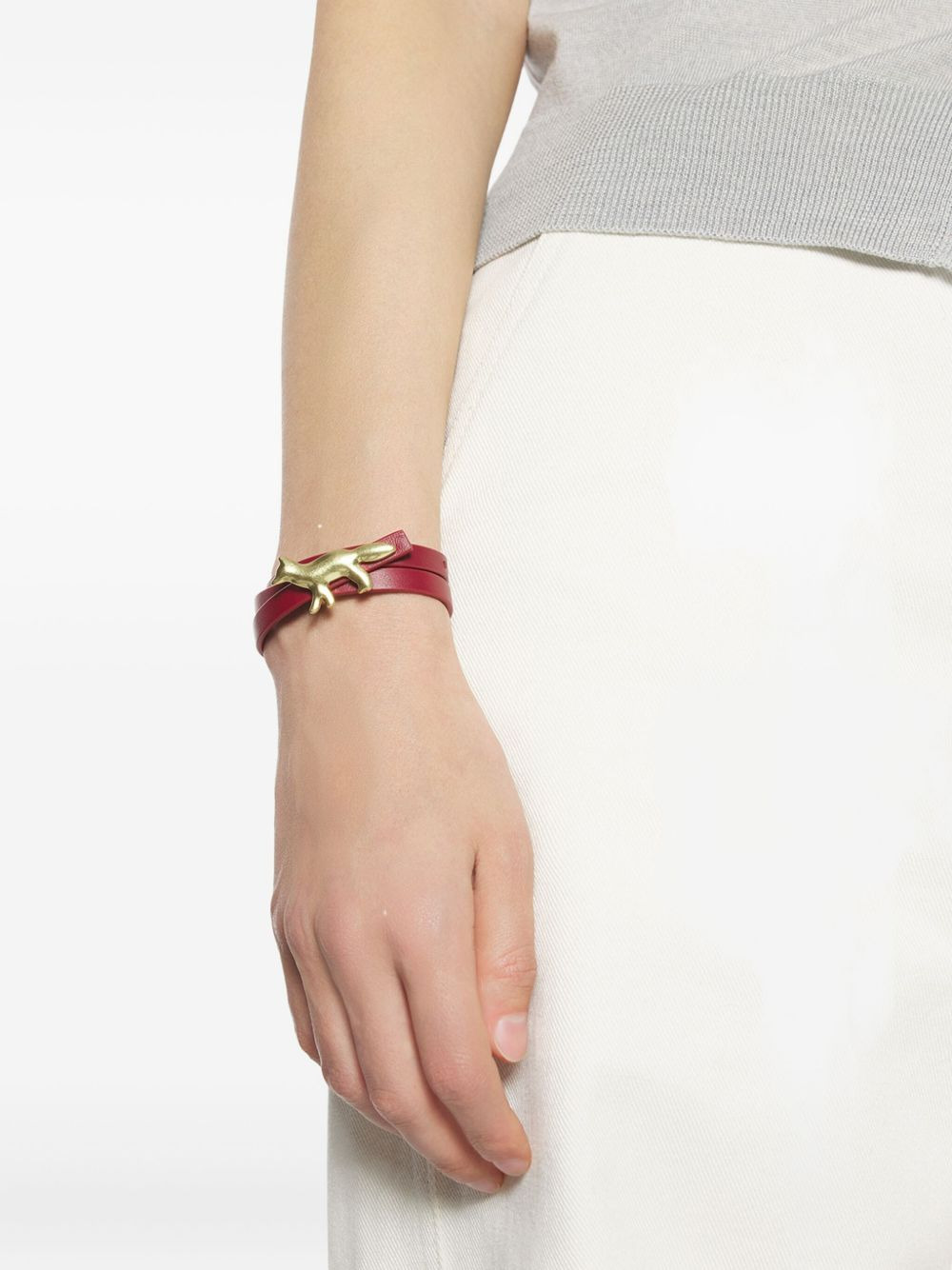 fox-embellished leather bracelet - 2