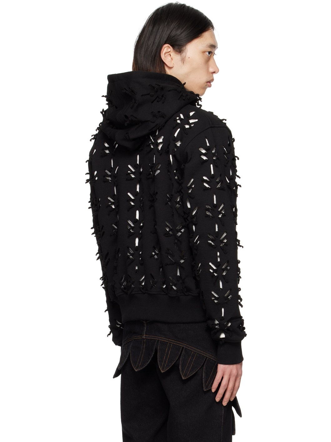 Black Slashed Hoodie - 3