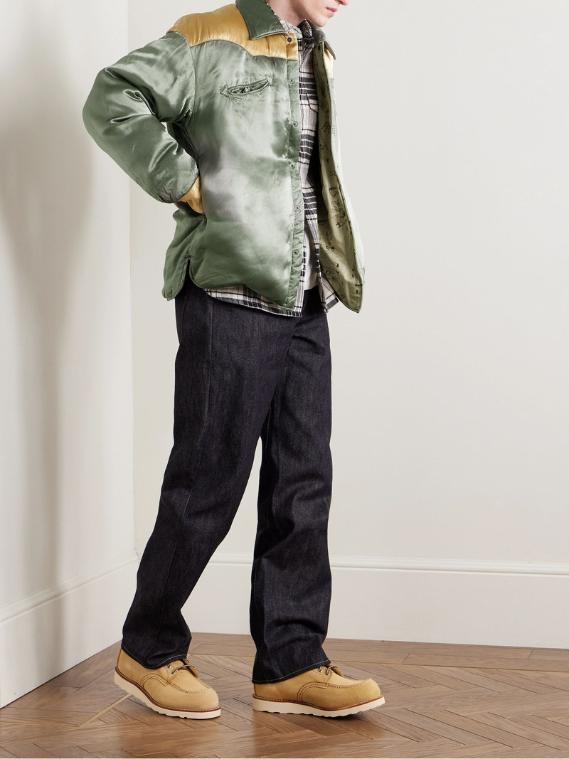visvim Panelled Padded Satin Down Jacket Army green outlook