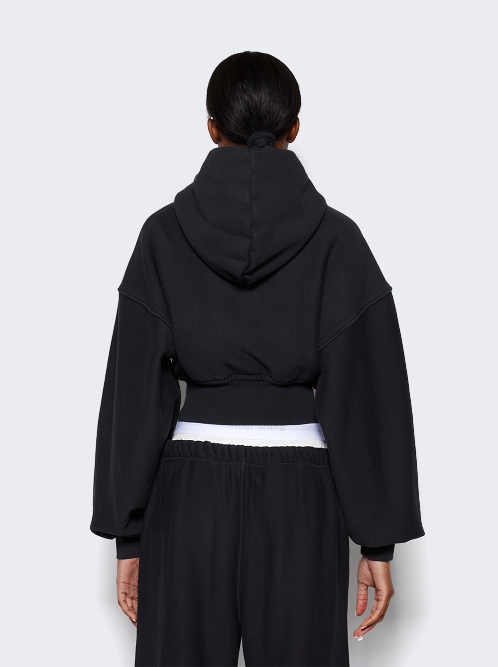Cropped Zip Up Hoodie Faded Black - 5