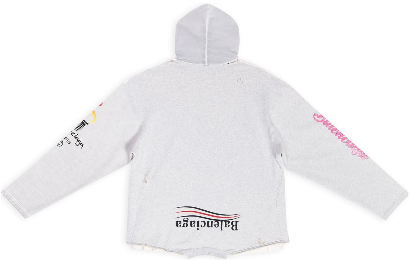 Balenciaga Paris Upside Down Hoodie Oversized 'White' 698156TMVD19000 - 2