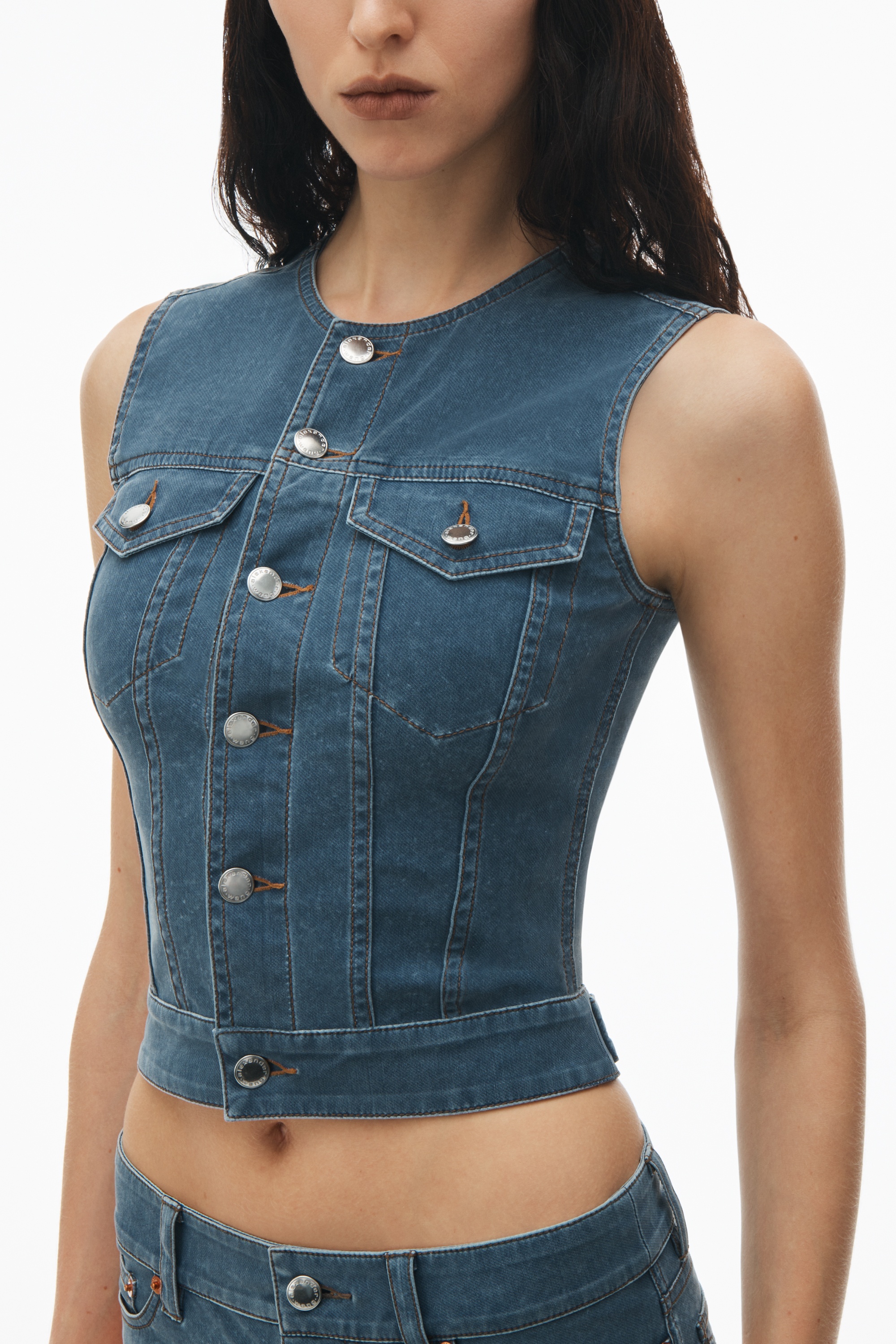 Vest in Denim Trompe-L'oeil - 3