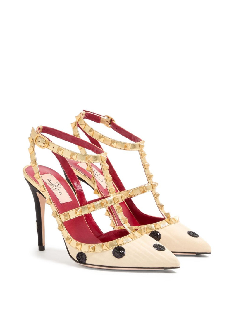 Valentino Rockstud sequin-embroidered heeled pumps outlook