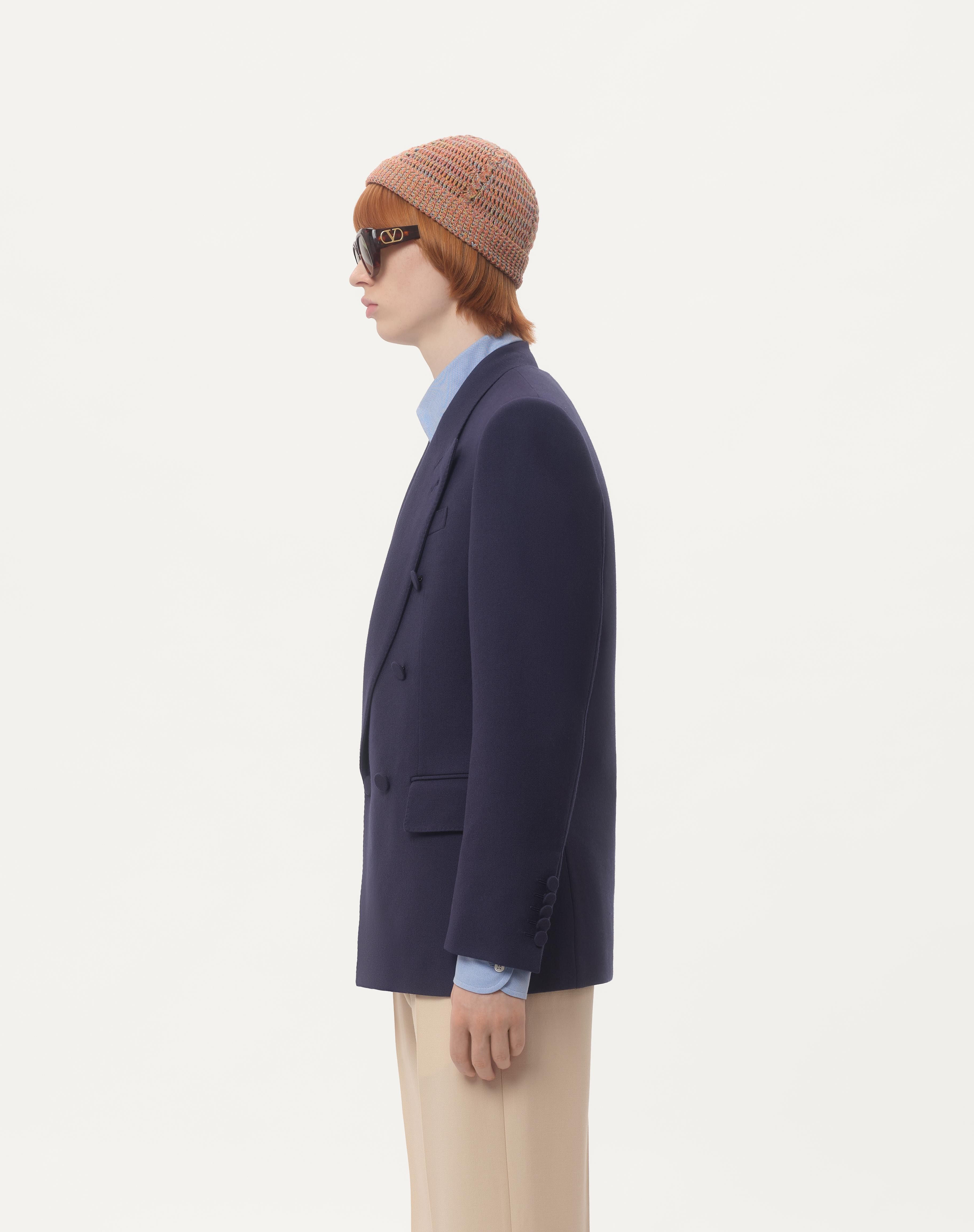 DOUBLE-BREASTED JACKET IN WOOL GABARDINE - 6
