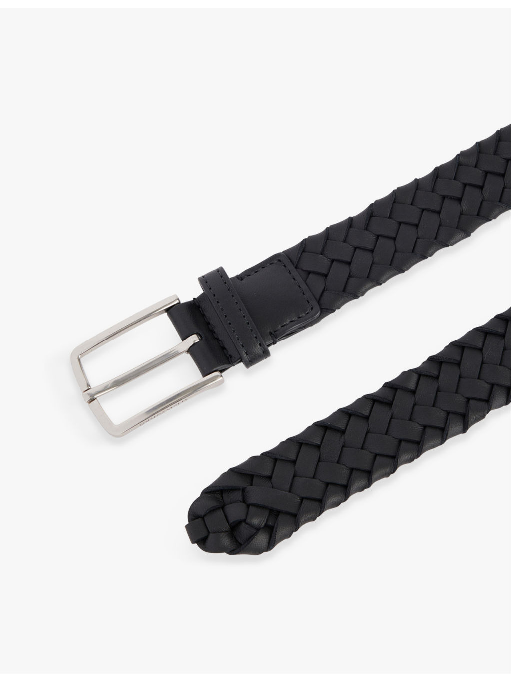 Braided brand-debossed leather belt - 2