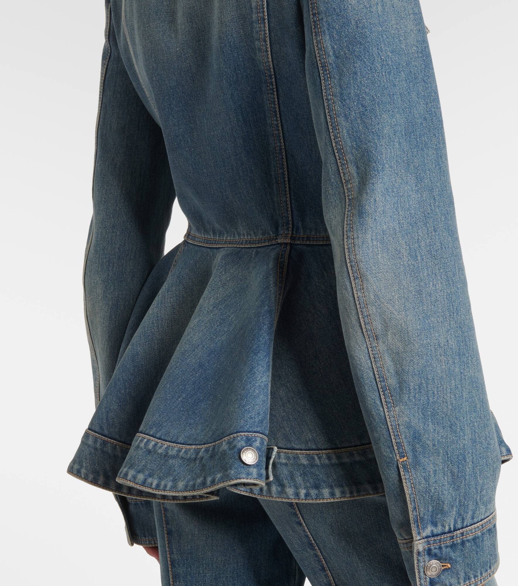 Peplum corduroy-trimmed denim jacket - 6