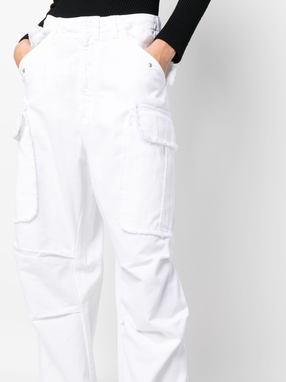 ripped-detail wide-leg trousers - 5